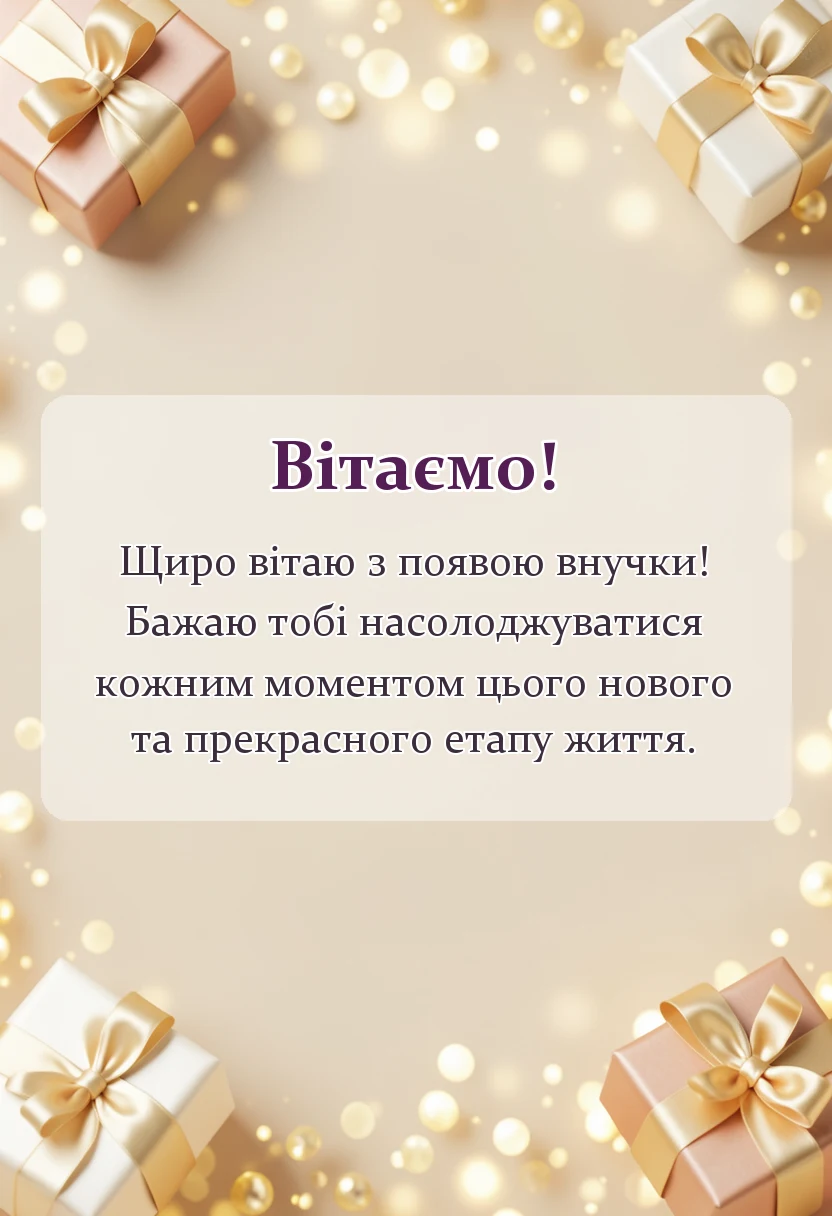 листівка з побажанням - вітання з народженням онучки