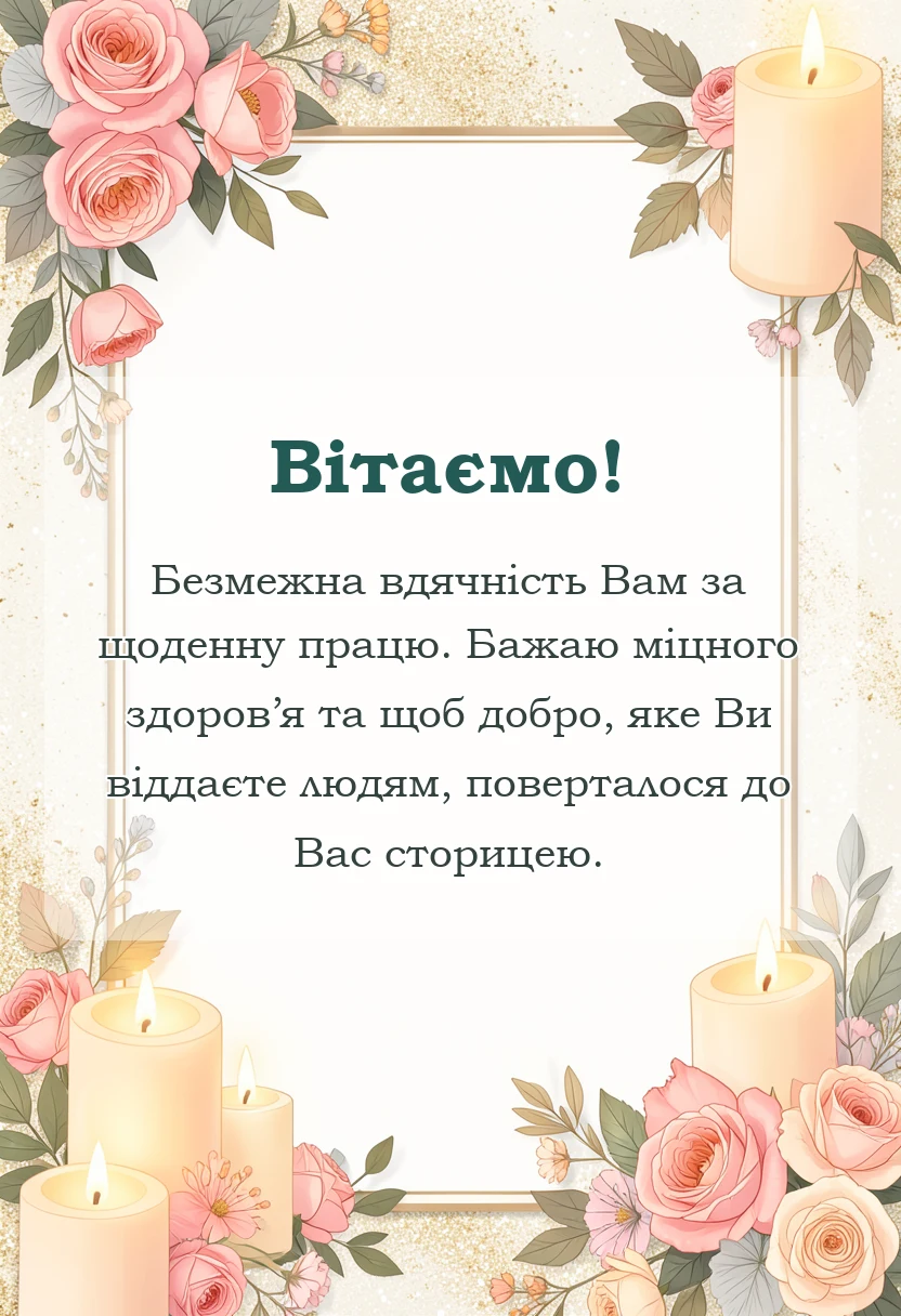 вітальна листівка - подяка медсестрі своїми словами