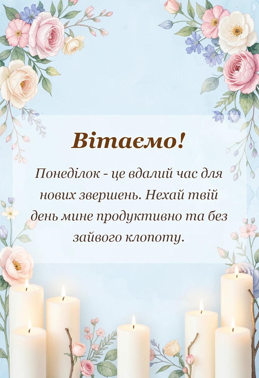 листівка з побажанням - гарного понеділка побажання