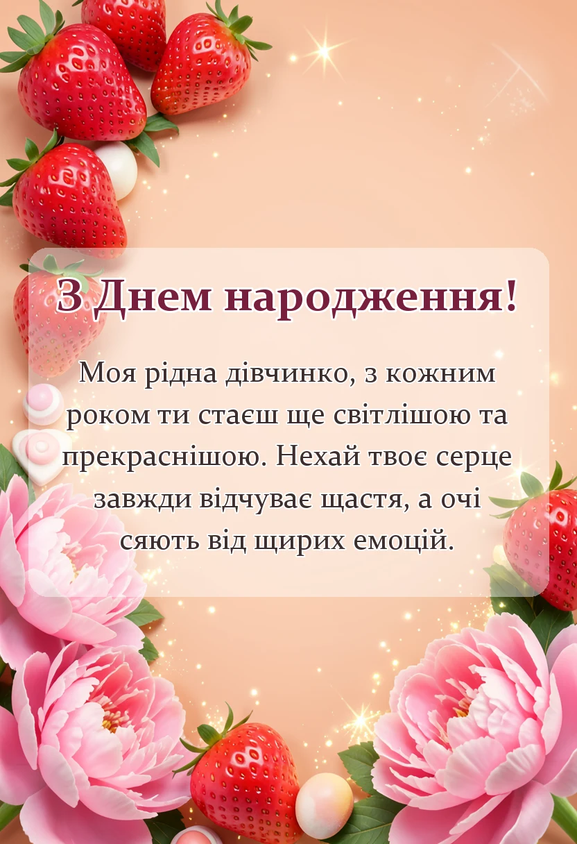 вітальна листівка - привітання з днем народження донечці