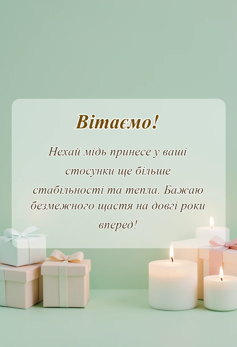 унікальна листівка - привітання з мідним весіллям