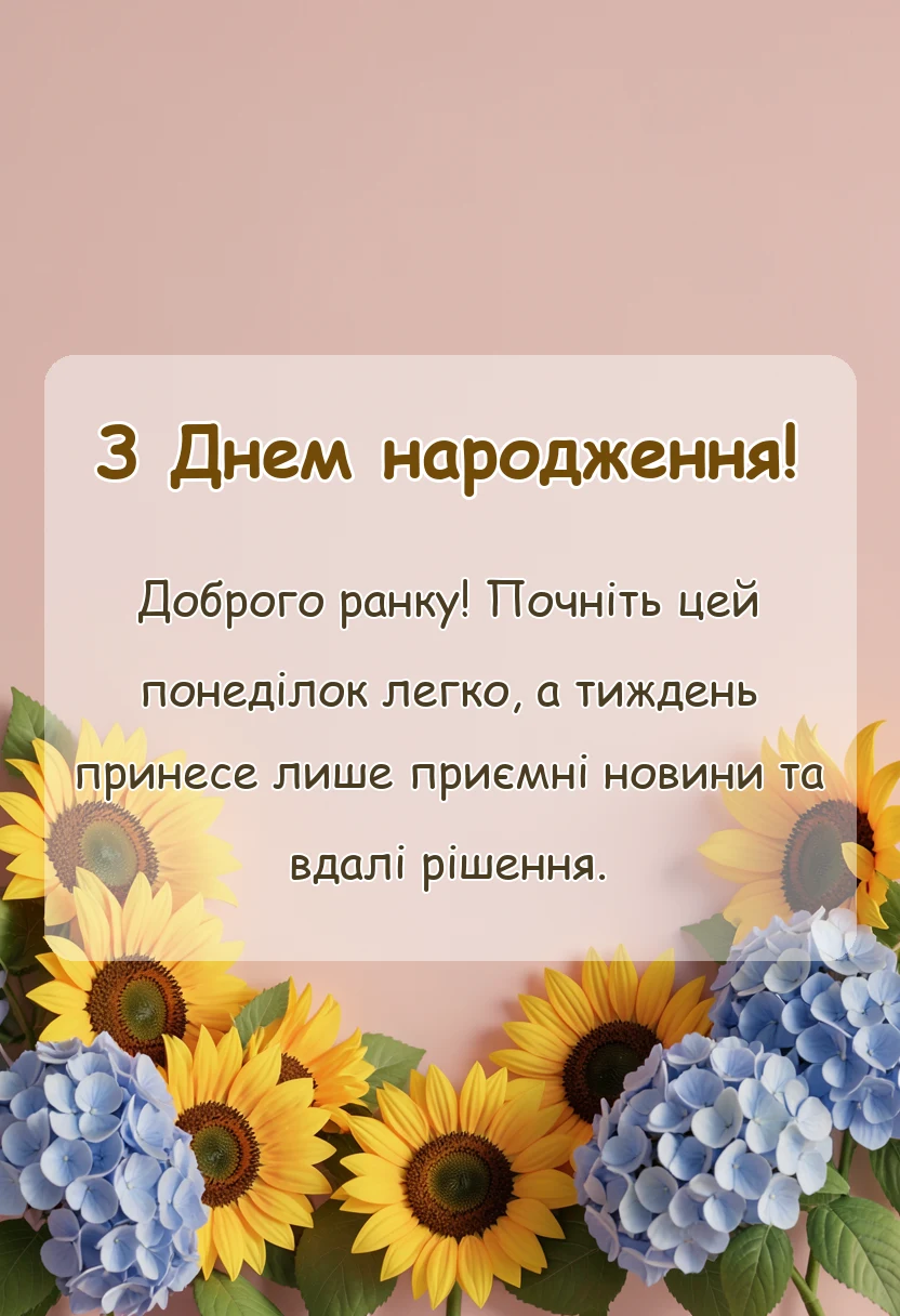 листівка з побажанням - привітання доброго ранку гарного початку тижня