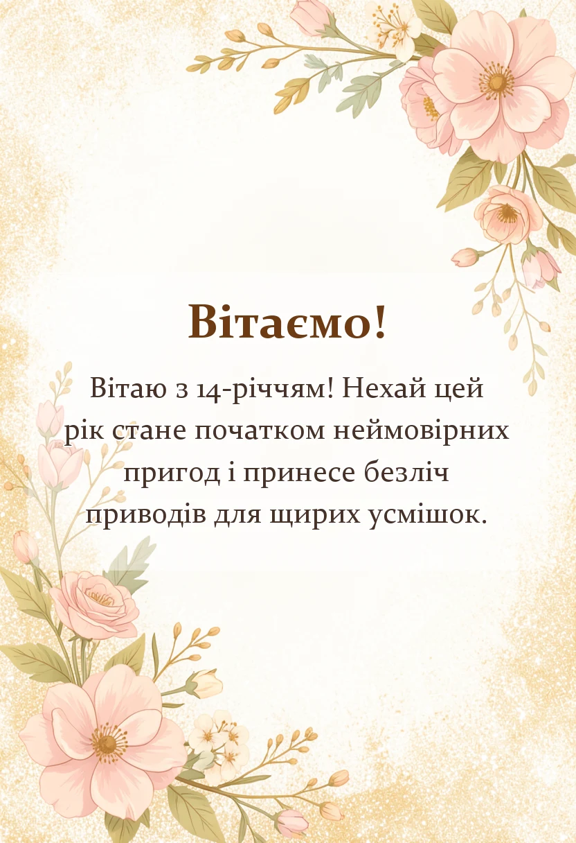 унікальна листівка - картинки з днем народження 14 років