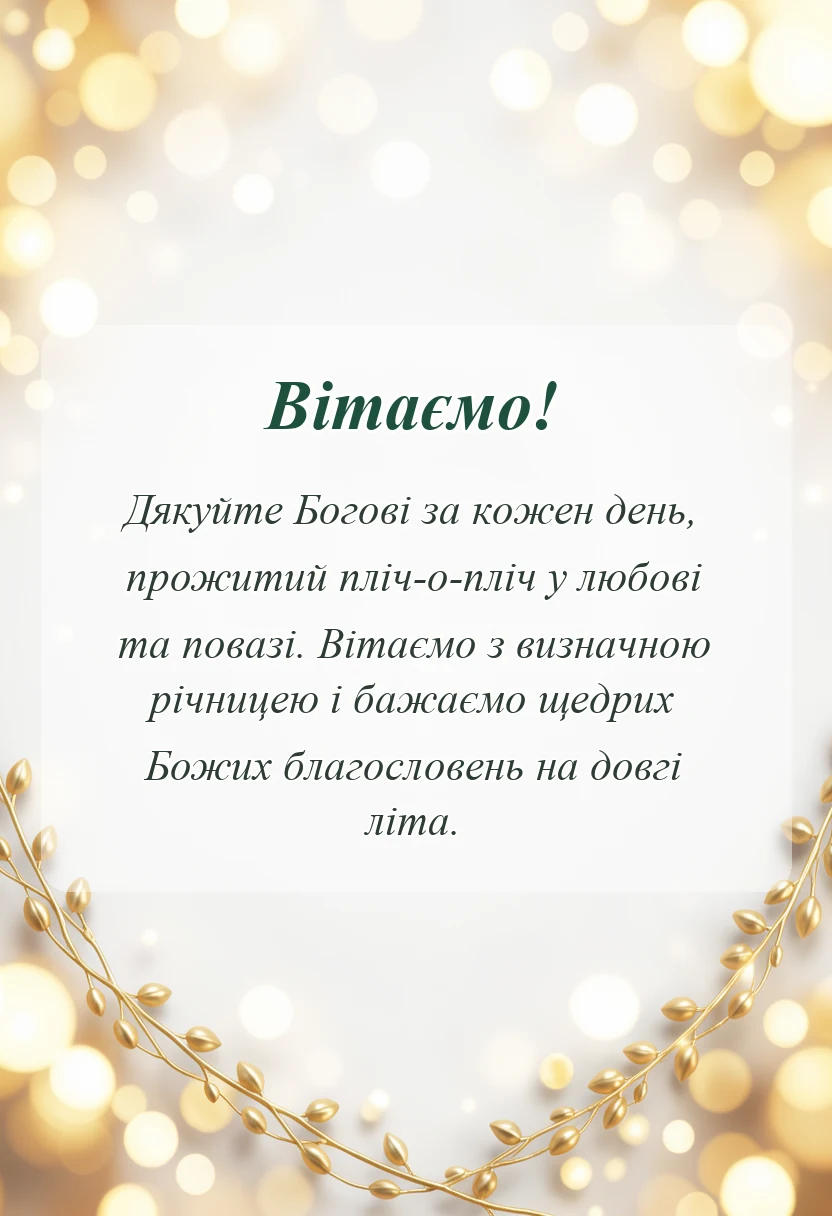 унікальна листівка - християнське привітання з золотим весіллям
