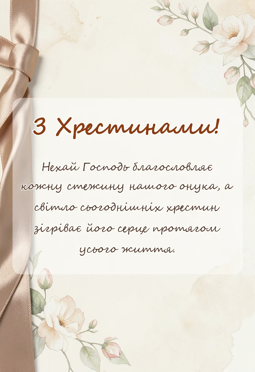 красива листівка: привітання з хрестинами онука