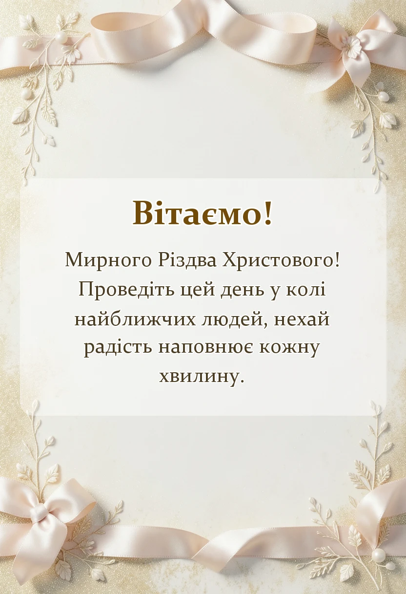 вітальна листівка - привітання з різдвом христовим своїми словами
