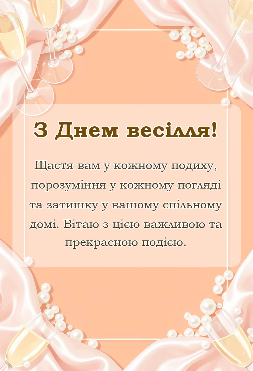 вітальна листівка - привітання зі створенням сімї своїми словами