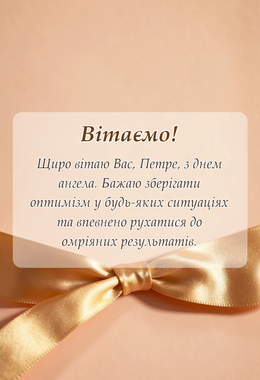 унікальна листівка - привітання з днем ангела петра