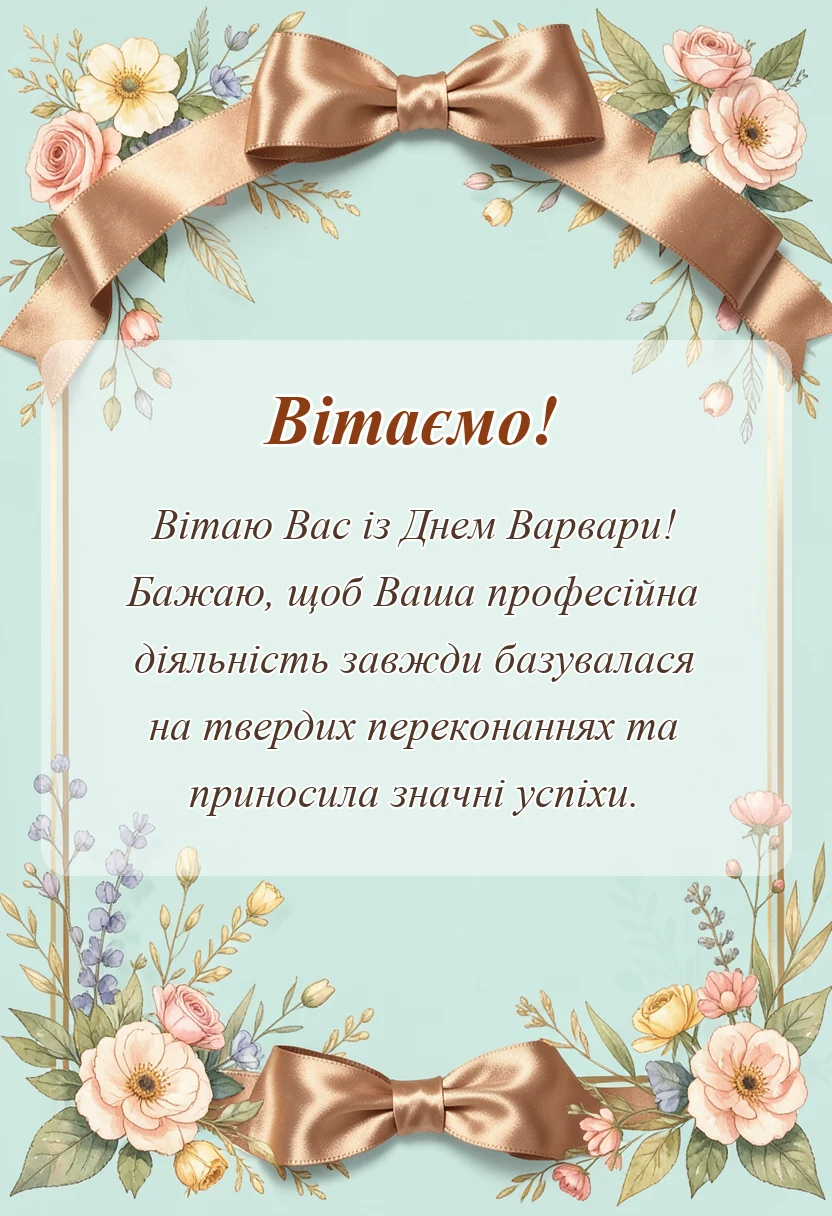 красива листівка: привітання з днем варвари