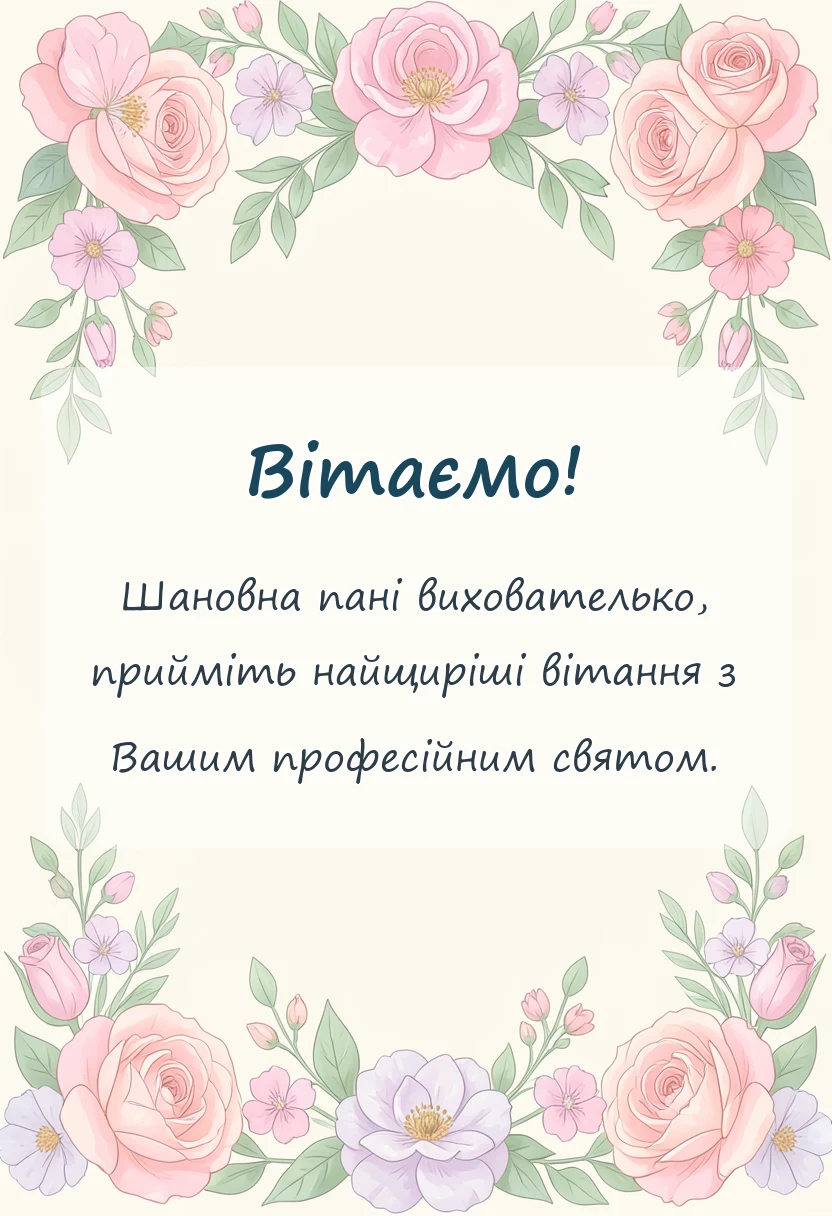 вітальна листівка - привітання з днем вихователя