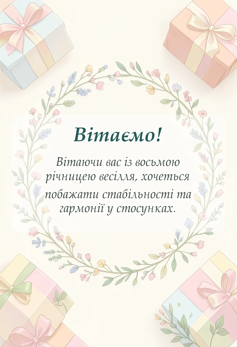 вітальна листівка - привітання з мідним весіллям