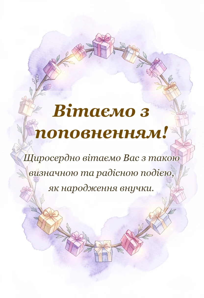 листівка з побажанням - привітання з народженням внучки