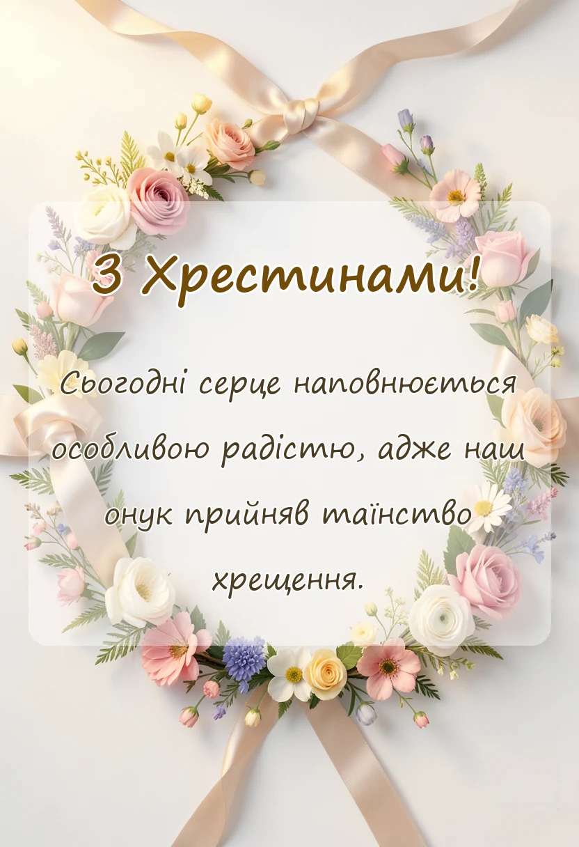 листівка з побажанням - привітання з хрестинами онука