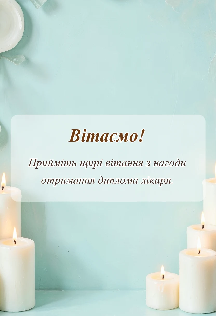 святкова картинка: привітання з отриманням диплому медика
