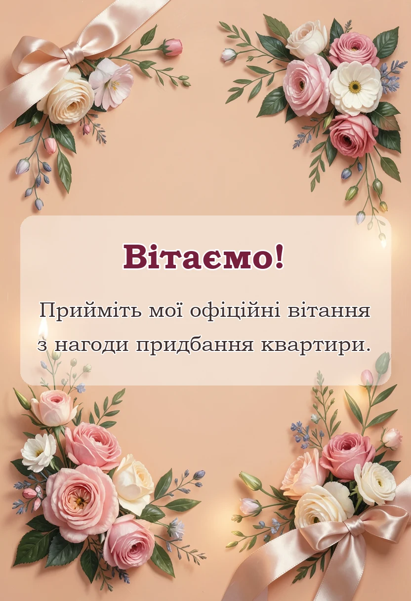 листівка з побажанням - привітання з покупкою квартири