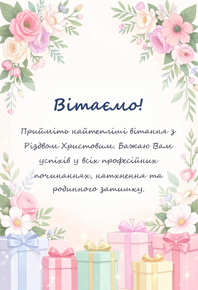 унікальна листівка - привітання з різдвом христовим своїми словами