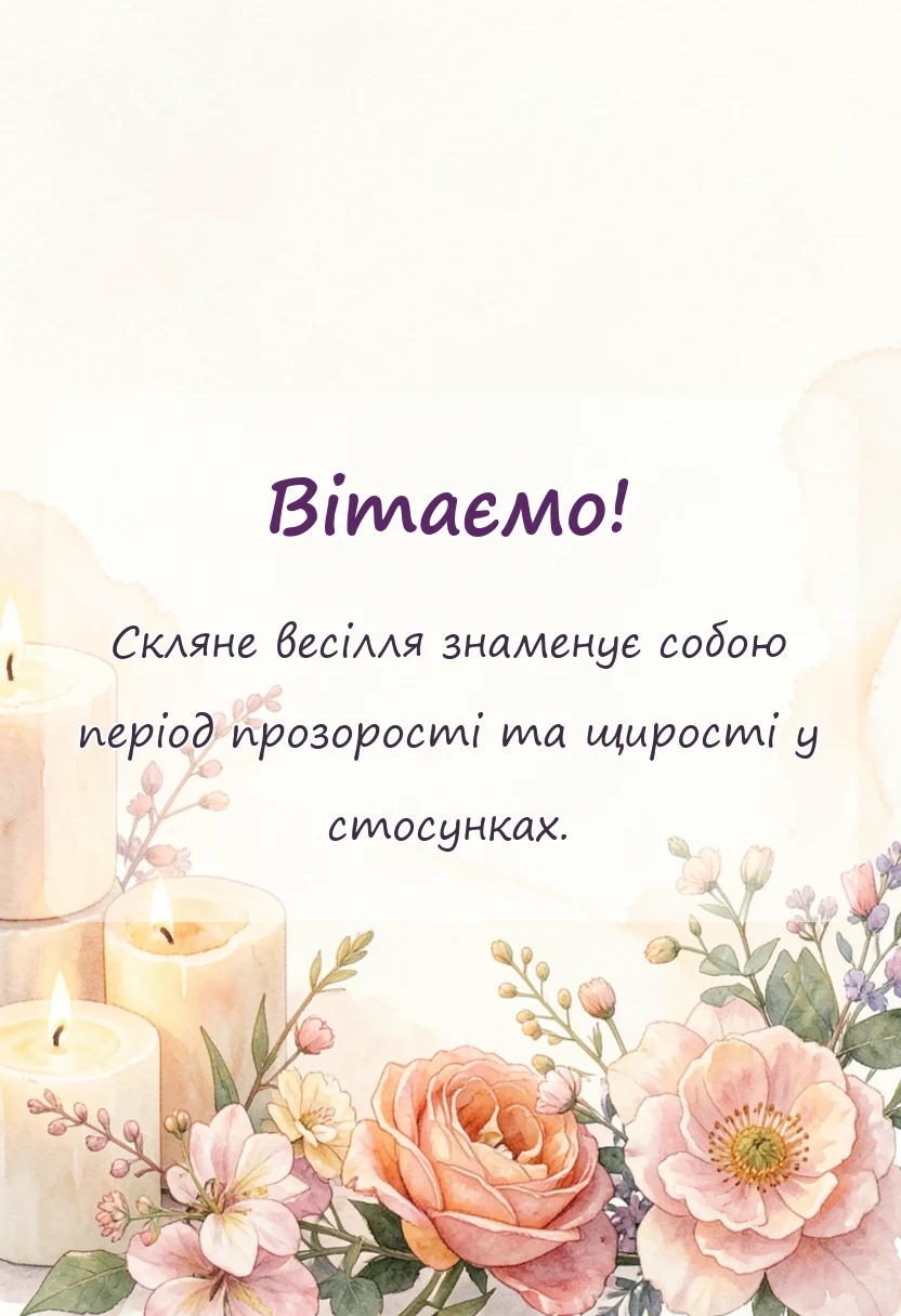 святкова картинка: привітання оригінальні скляне весілля 15 років