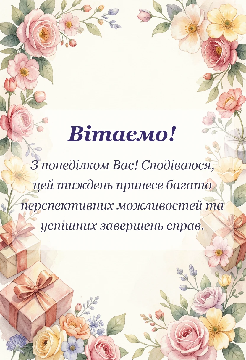 святкова картинка: гарного понеділка побажання