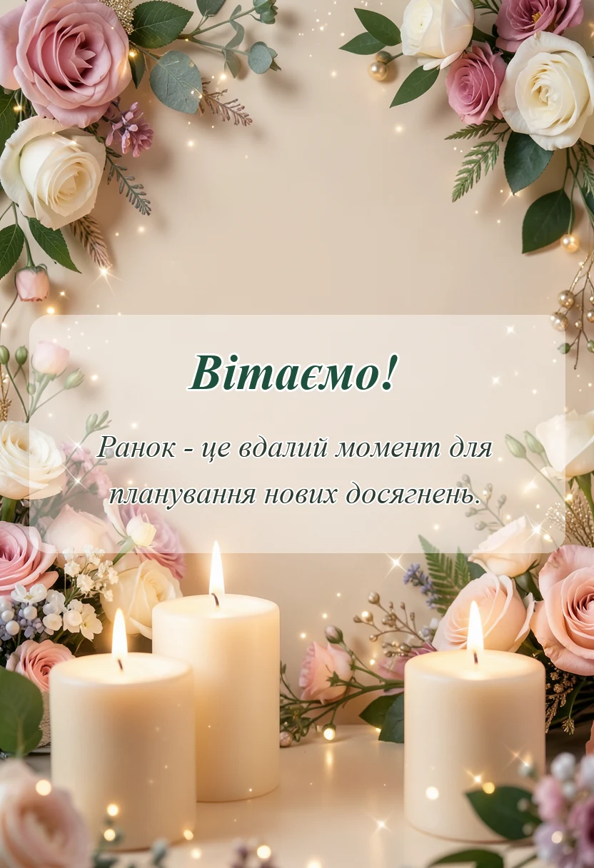 красива листівка: привітання доброго ранку кава і квіти
