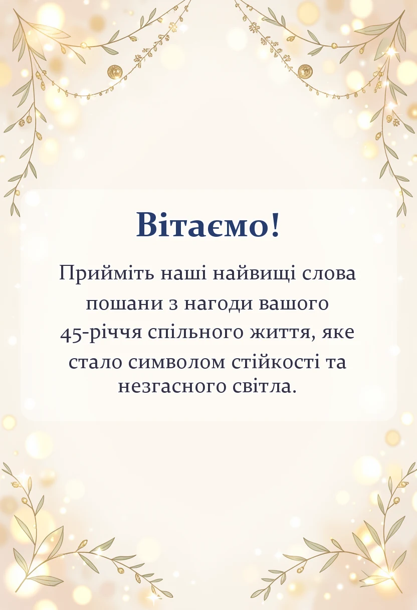 листівка з побажанням - сапфірове весілля привітання