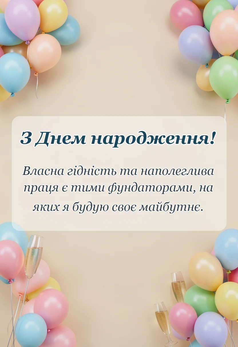 листівка з побажанням - привітання з днем народженням себе