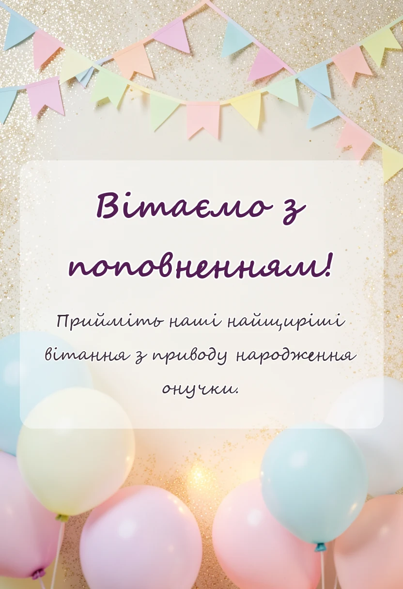 унікальна листівка - привітання з народженням внучки