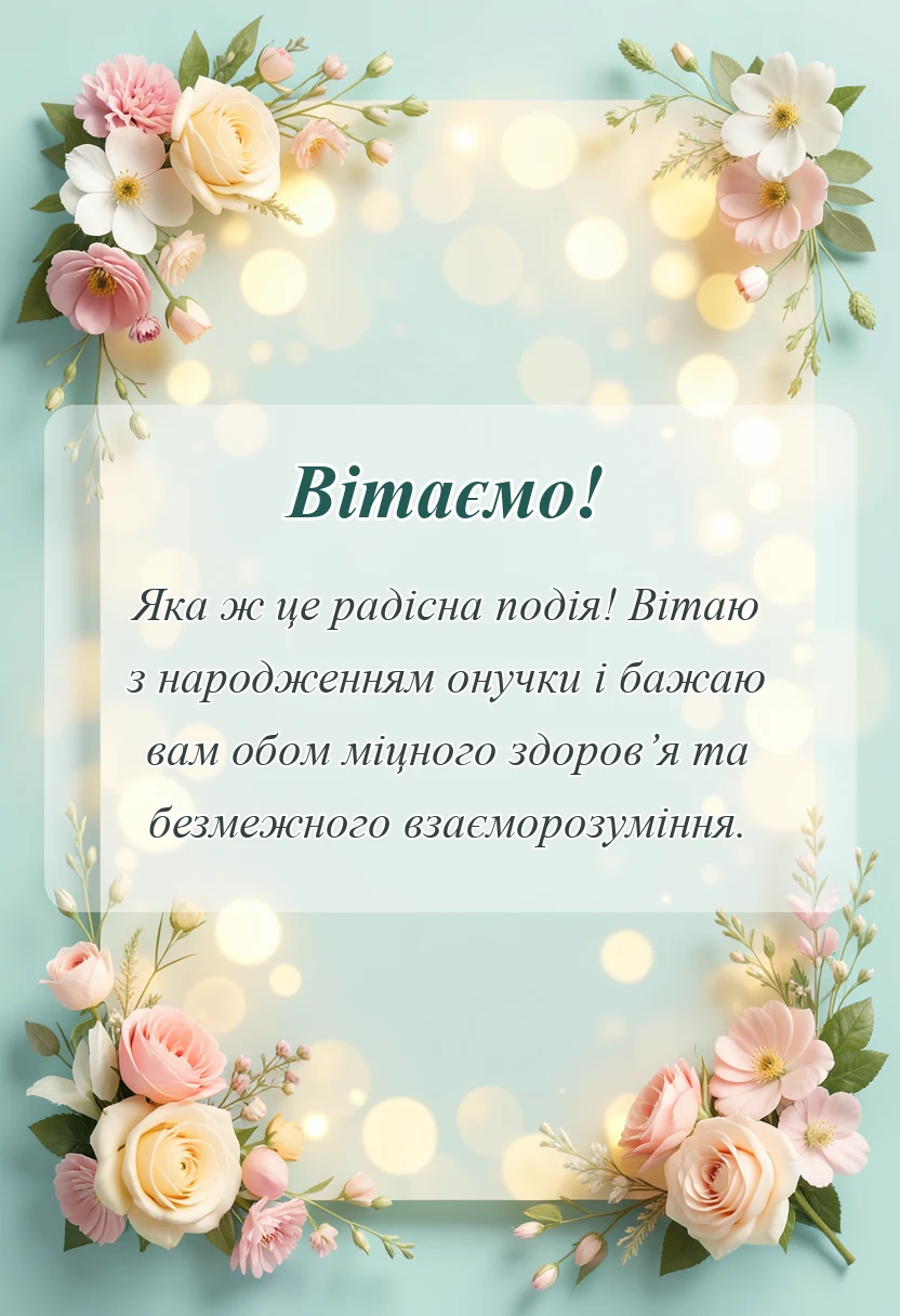 святкова картинка: вітання з народженням онучки