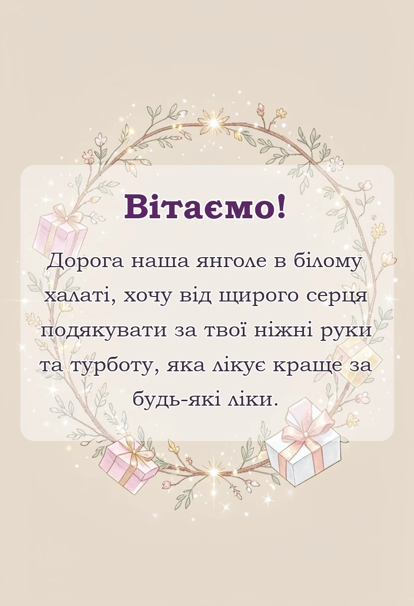 вітальна листівка - подяка медсестрі своїми словами