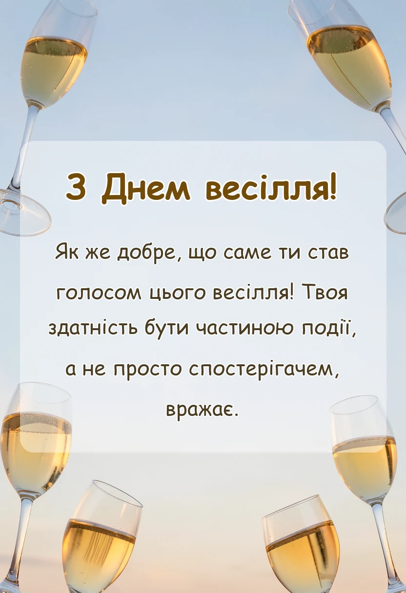 унікальна листівка - привітання ведучому на весілля своїми словами