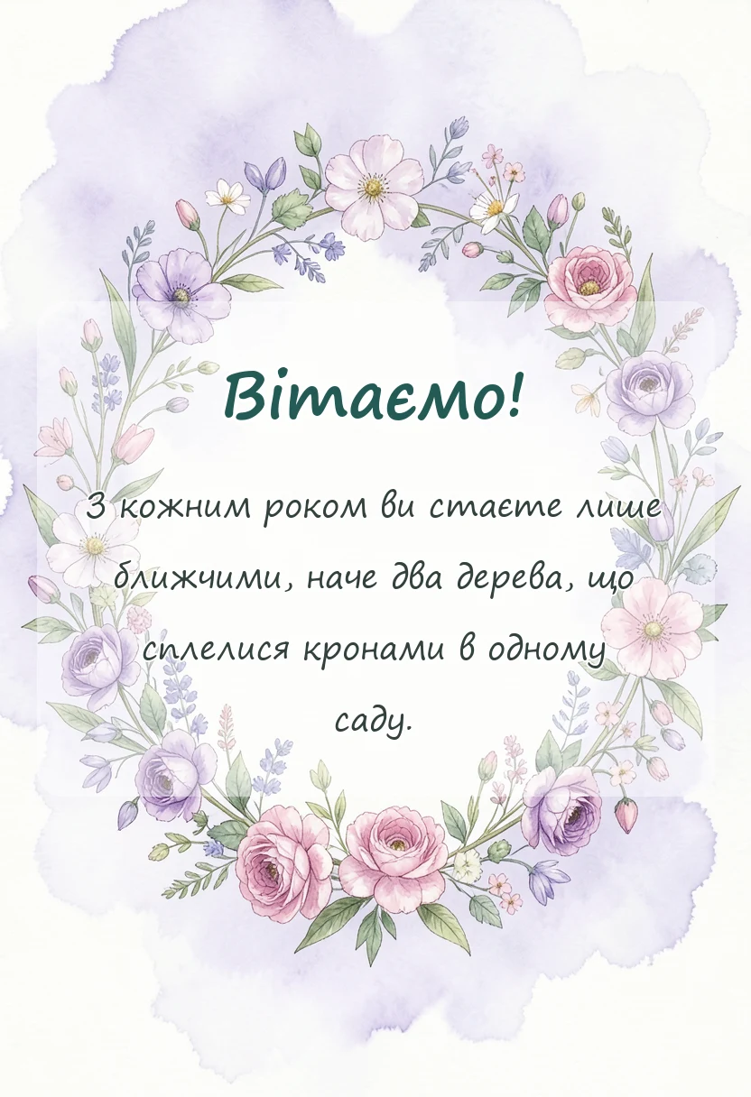святкова картинка: привітання з дерев'яним весіллям своїми словами
