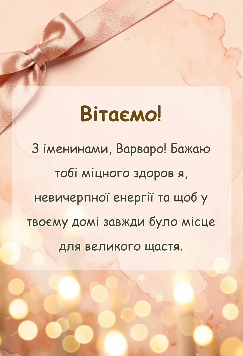листівка з побажанням - привітання з днем варвари