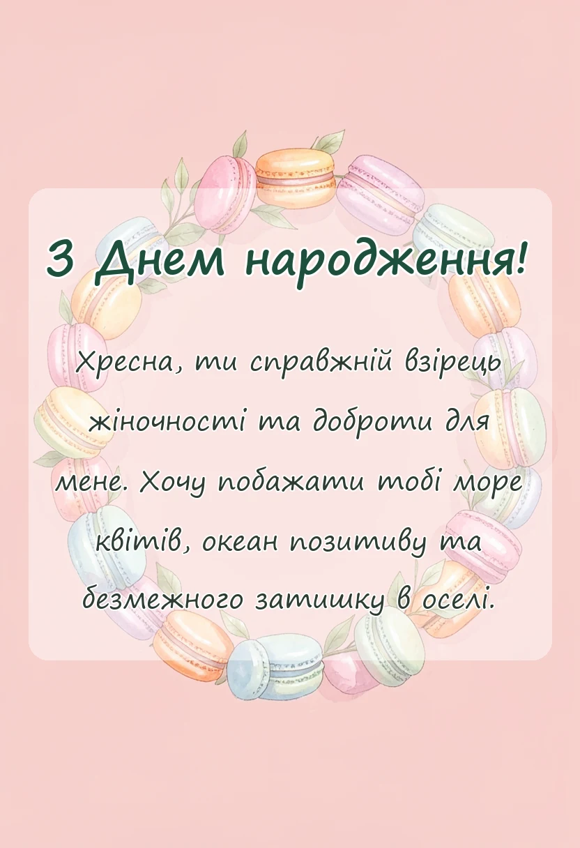 красива листівка: привітання з днем народження хресній
