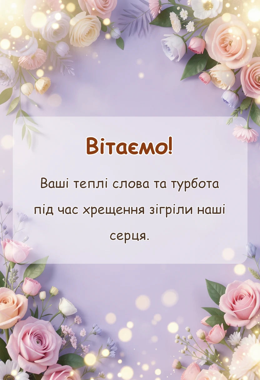 святкова картинка: подяка за хрещення дитини