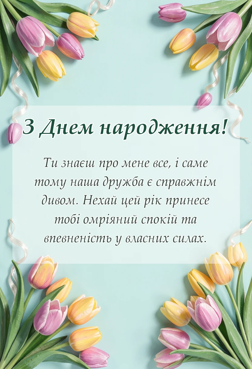 вітальна листівка - привітання з днем народження найкраща подруга до сліз