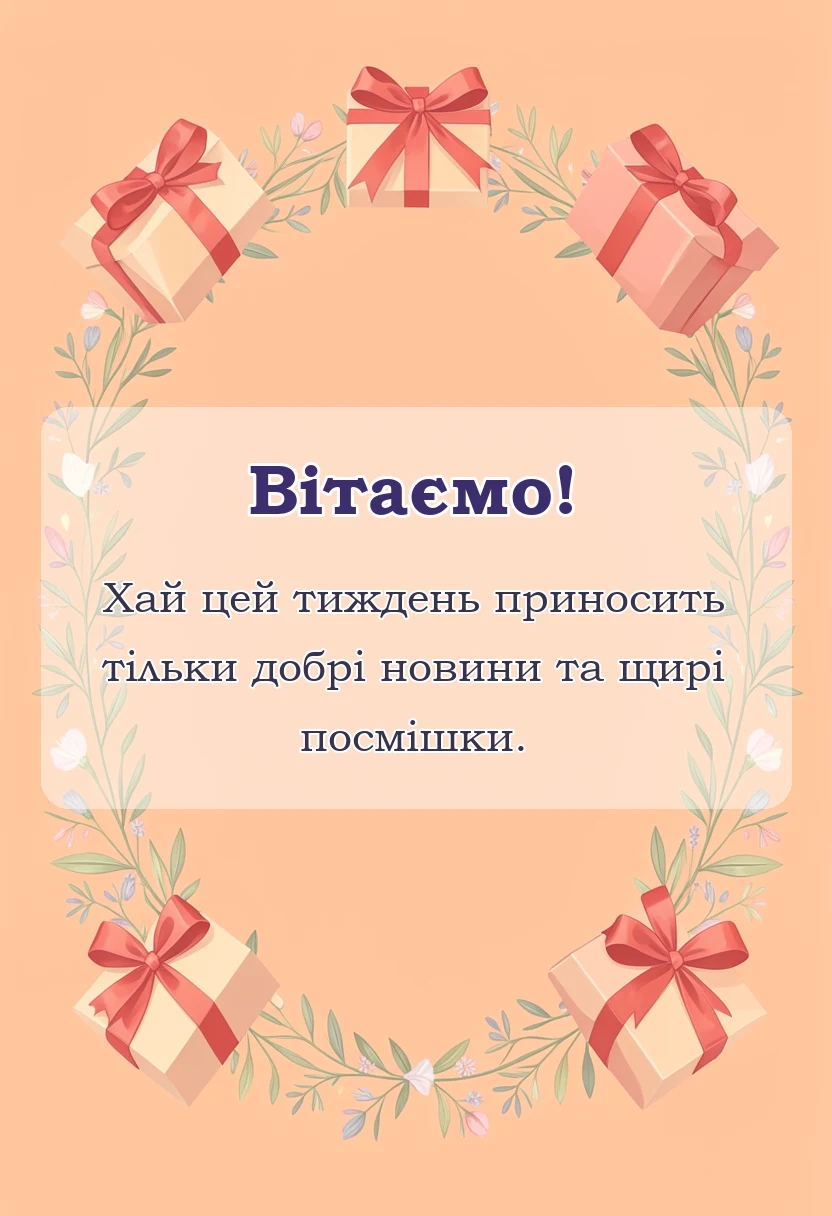 вітальна листівка - побажання гарного початку тижня