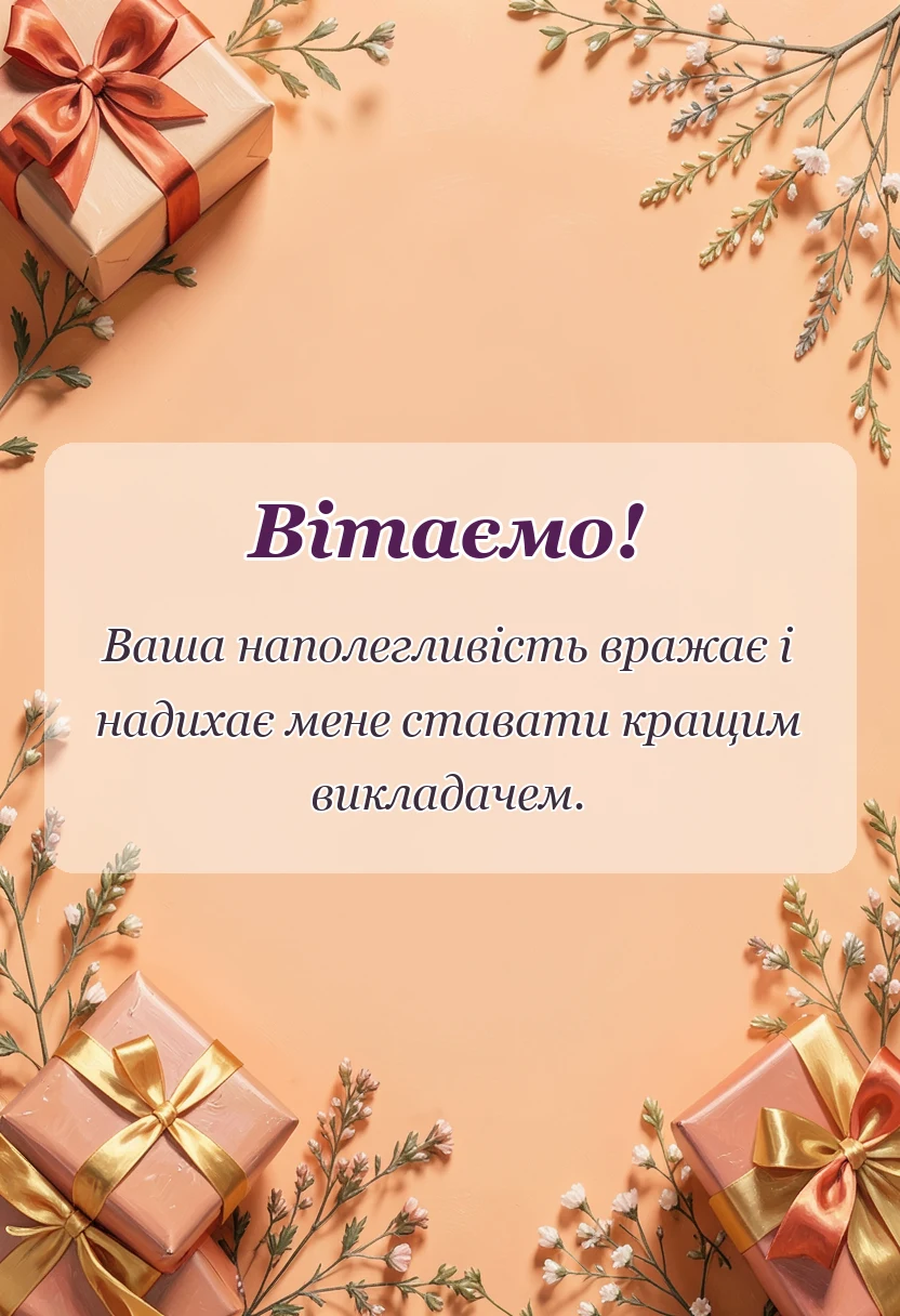 вітальна листівка - слова подяки учням за навчання