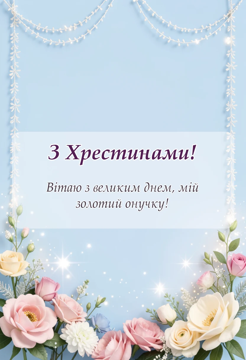 вітальна листівка - привітання з хрестинами онука