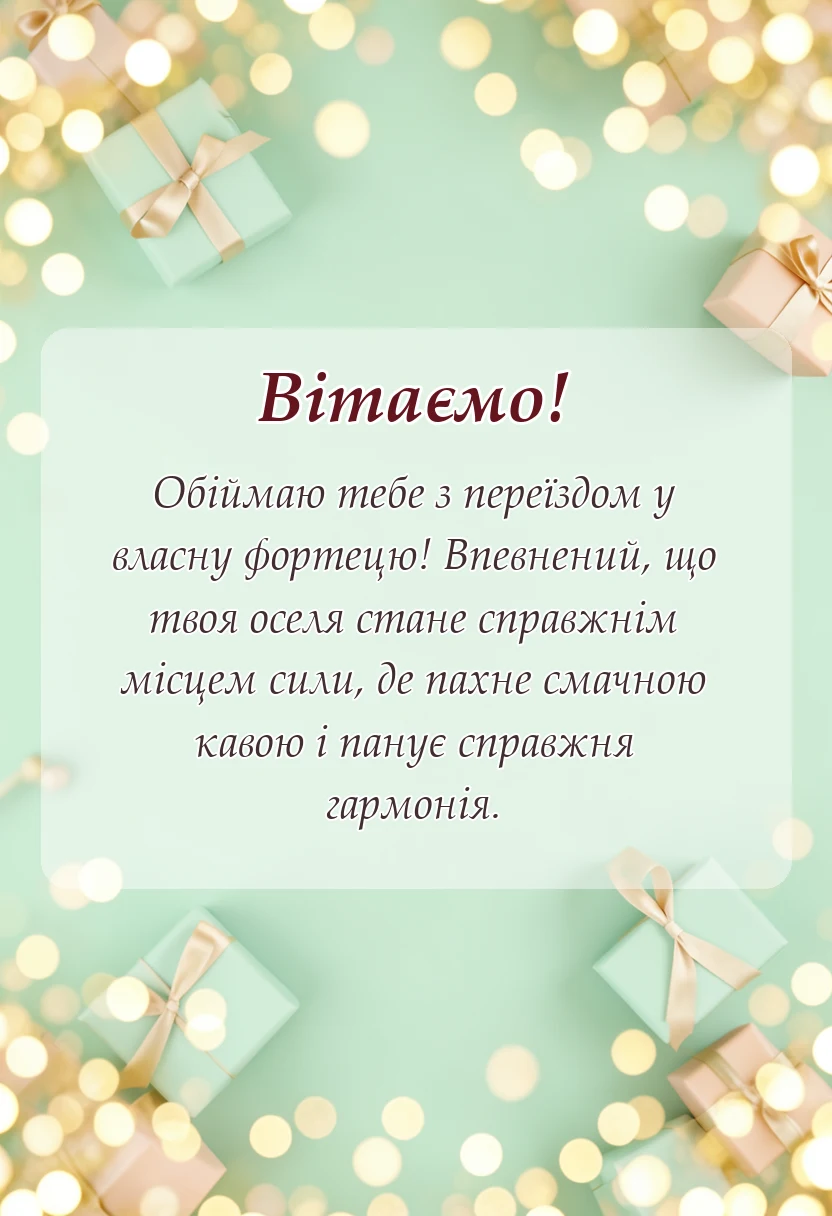 унікальна листівка - короткі привітання з новосіллям