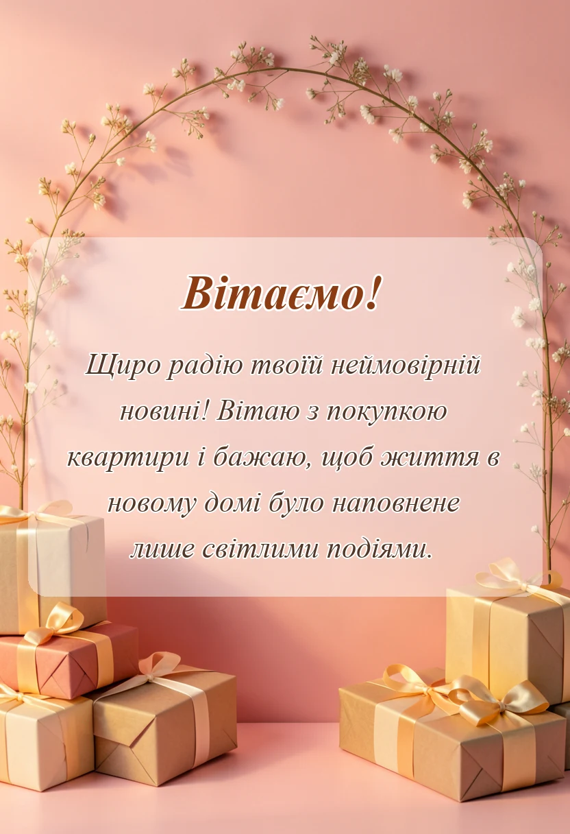 унікальна листівка - привітання з покупкою квартири