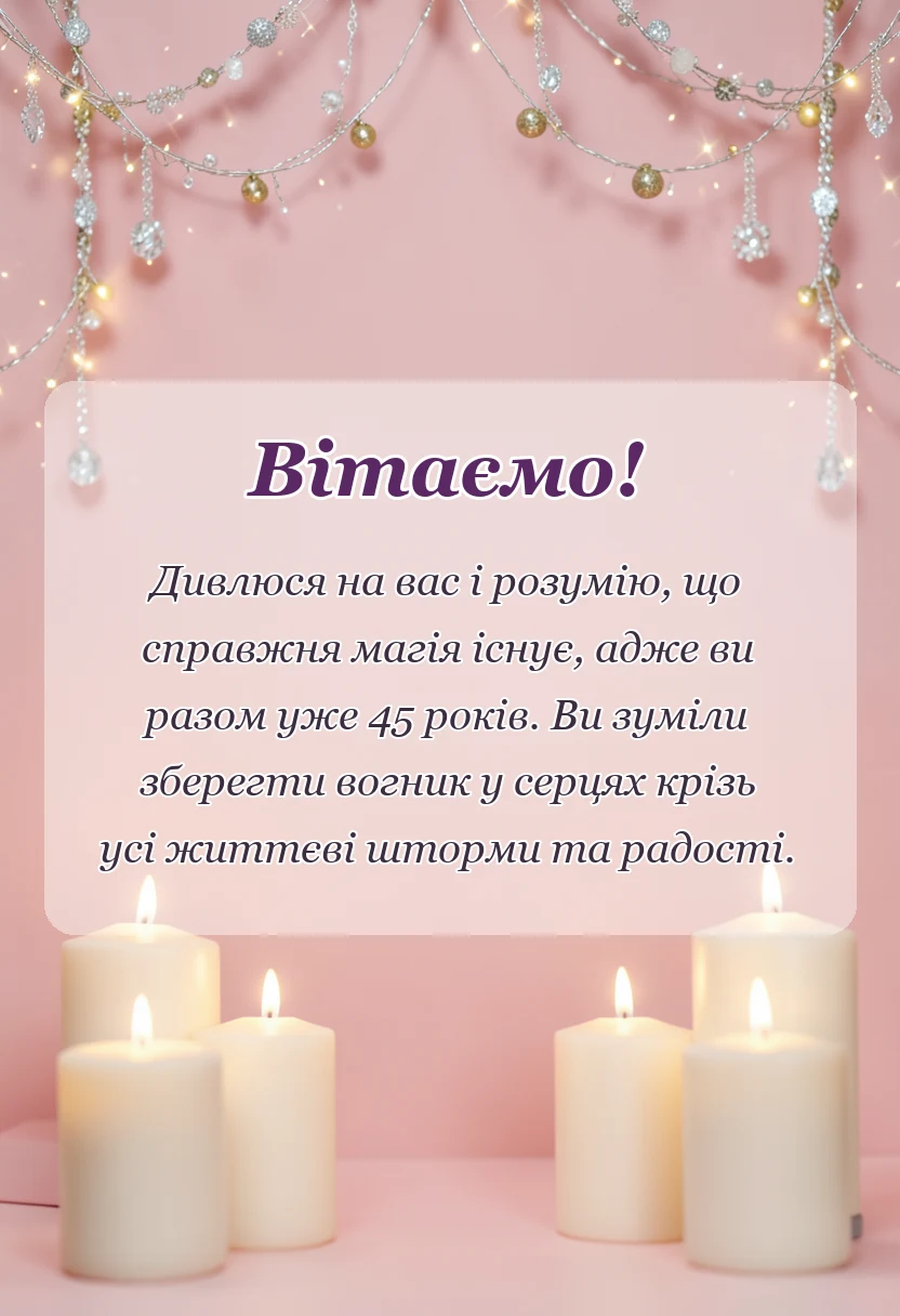 красива листівка: вітання з 45 річницею весілля проза