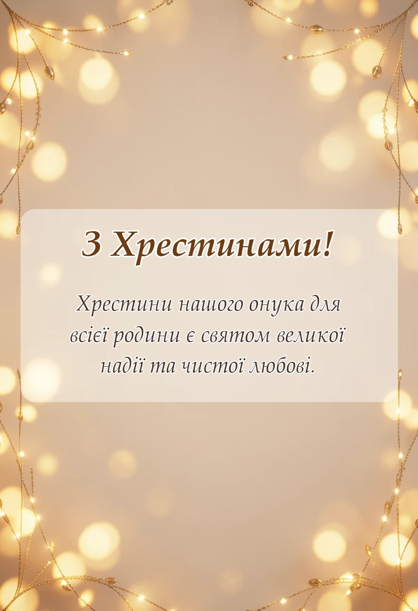 унікальна листівка - привітання з хрестинами онука