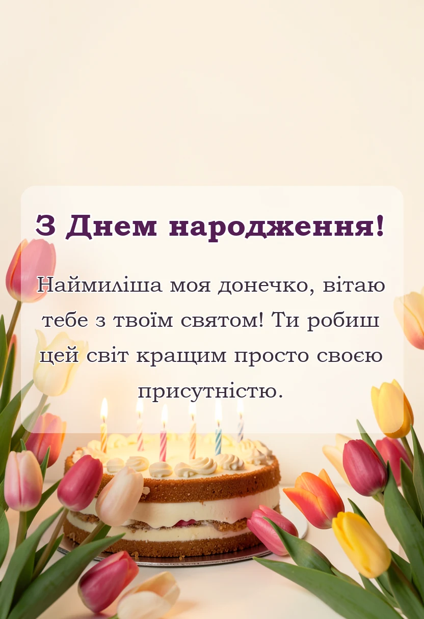 листівка з побажанням - привітання з днем народження донечці