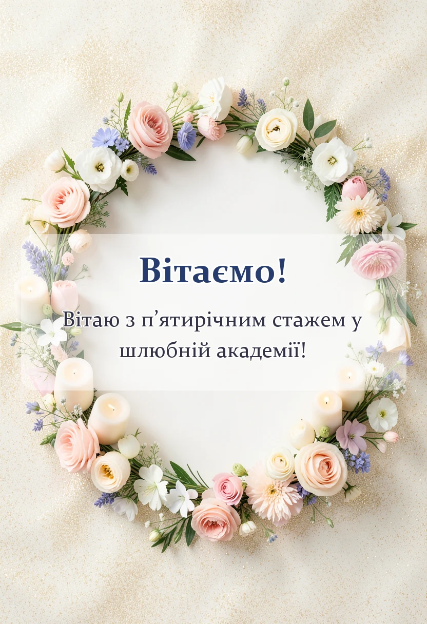 листівка з побажанням - привітання з дерев'яним весіллям своїми словами