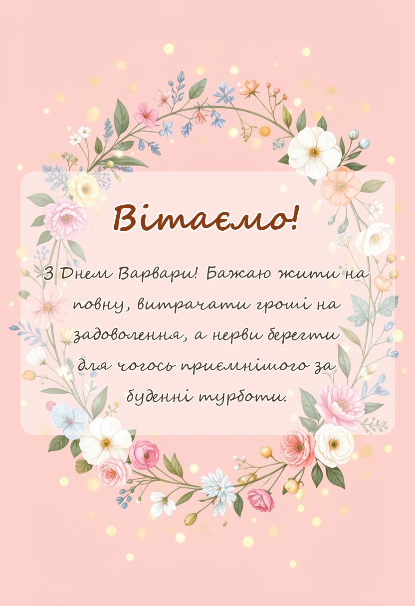 вітальна листівка - привітання з днем варвари