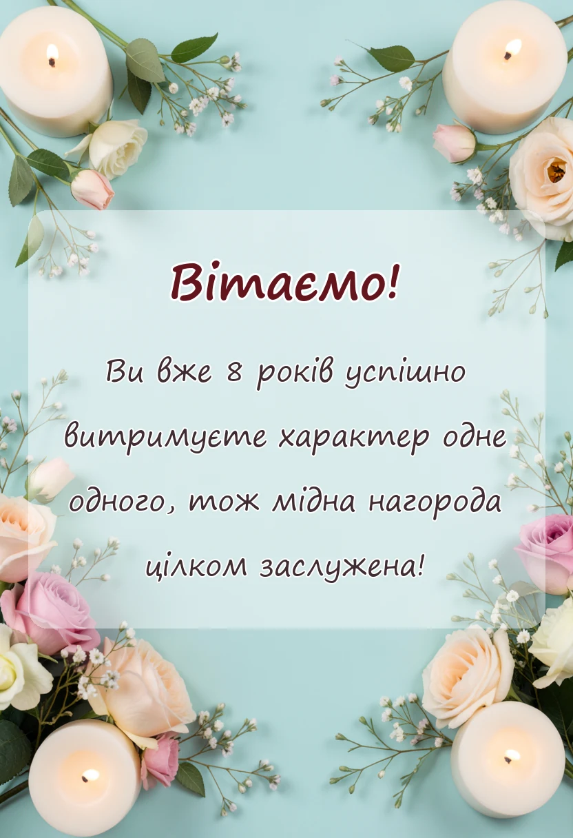 святкова картинка: привітання з мідним весіллям