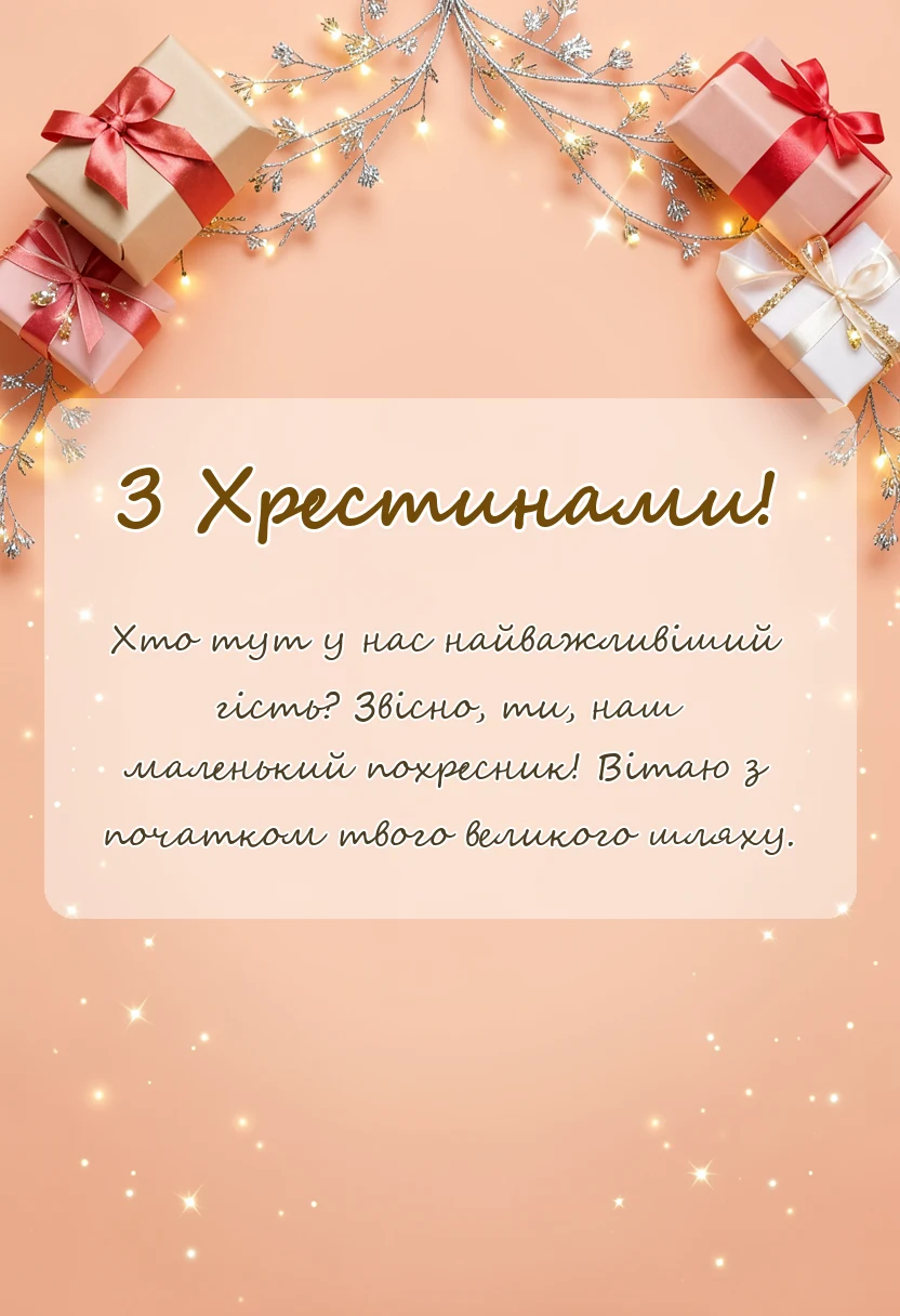 унікальна листівка - побажання похреснику на хрестини