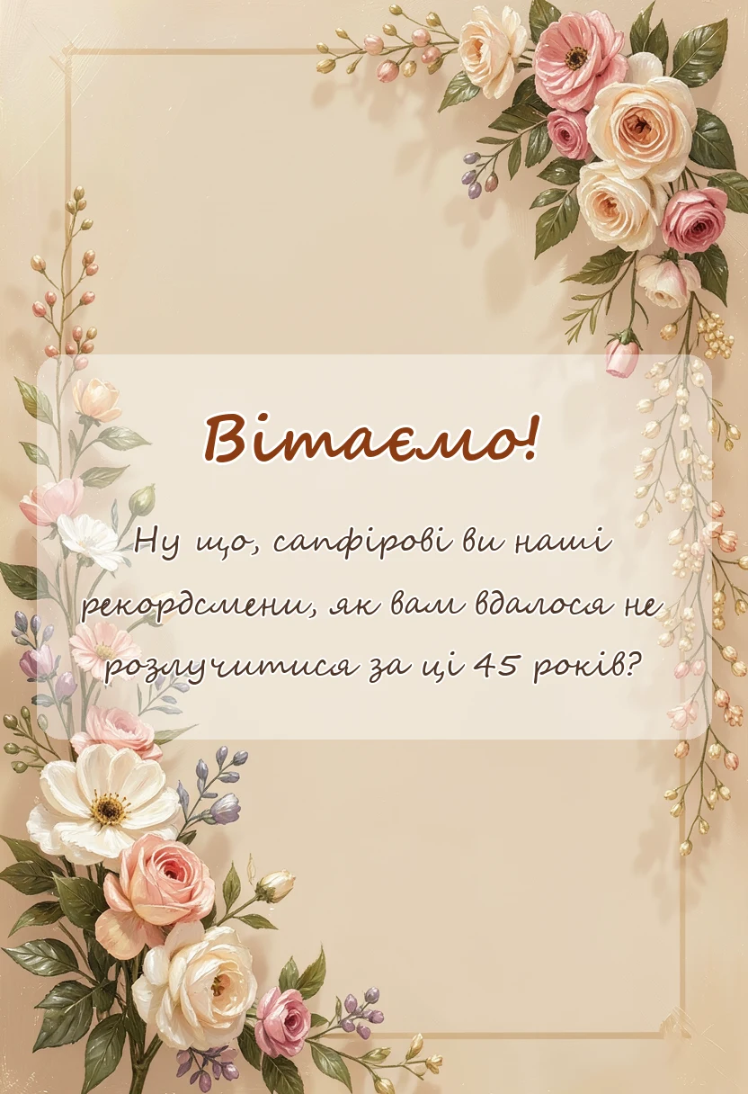 листівка з побажанням - вітання з 45 річницею весілля проза