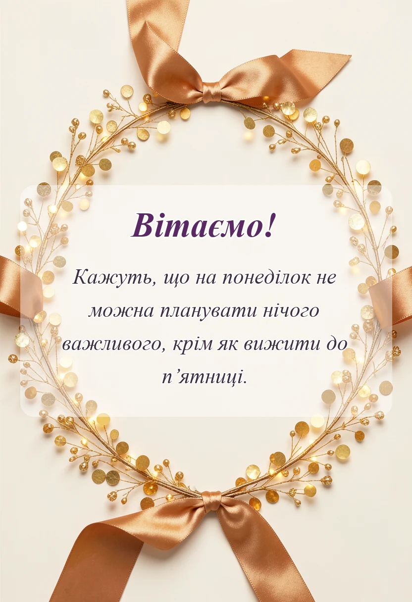 святкова картинка: побажання гарного початку тижня