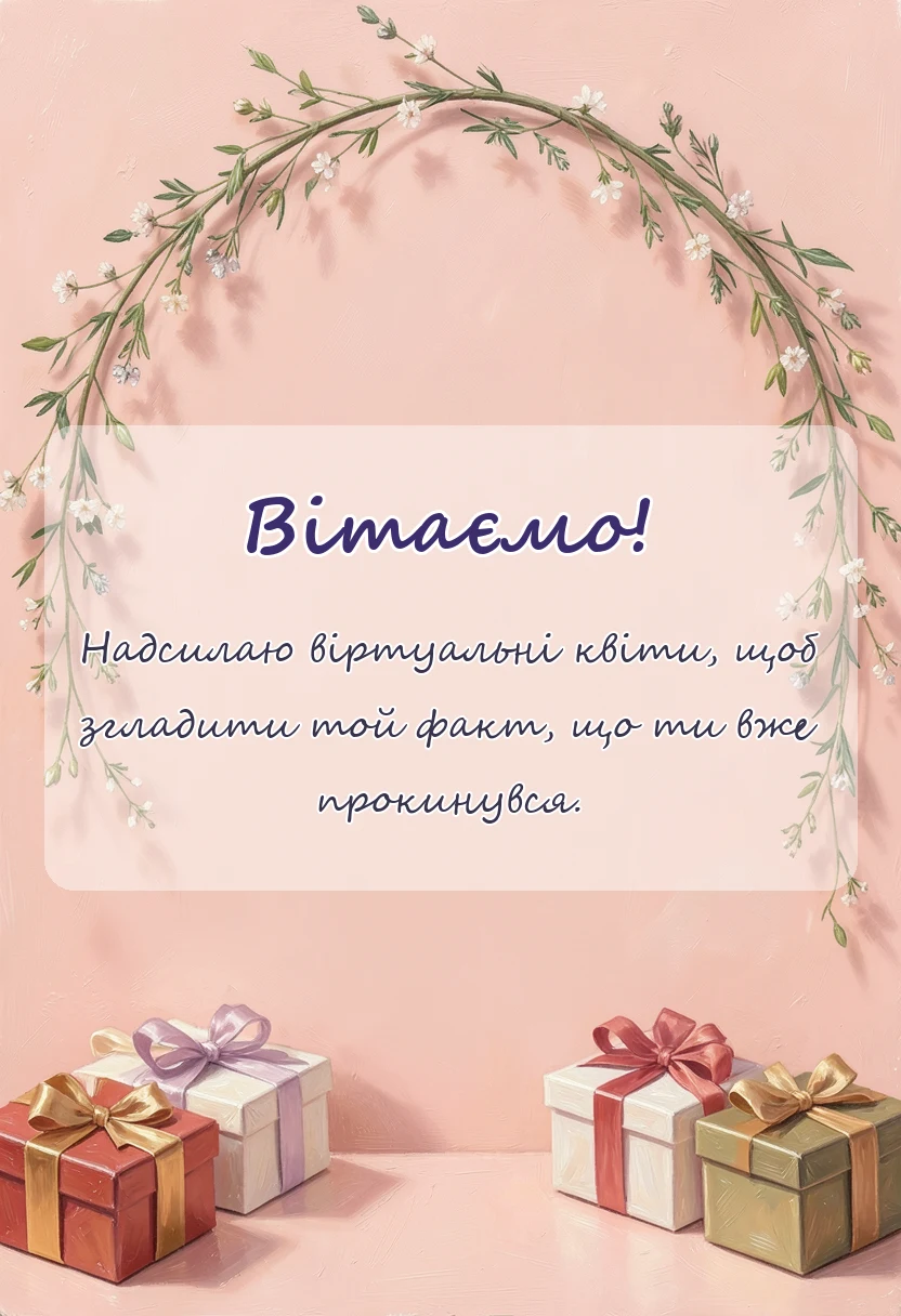 вітальна листівка - привітання доброго ранку кава і квіти