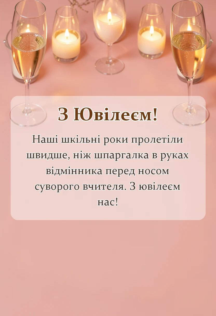 вітальна листівка - привітання з ювілеєм закінчення школи